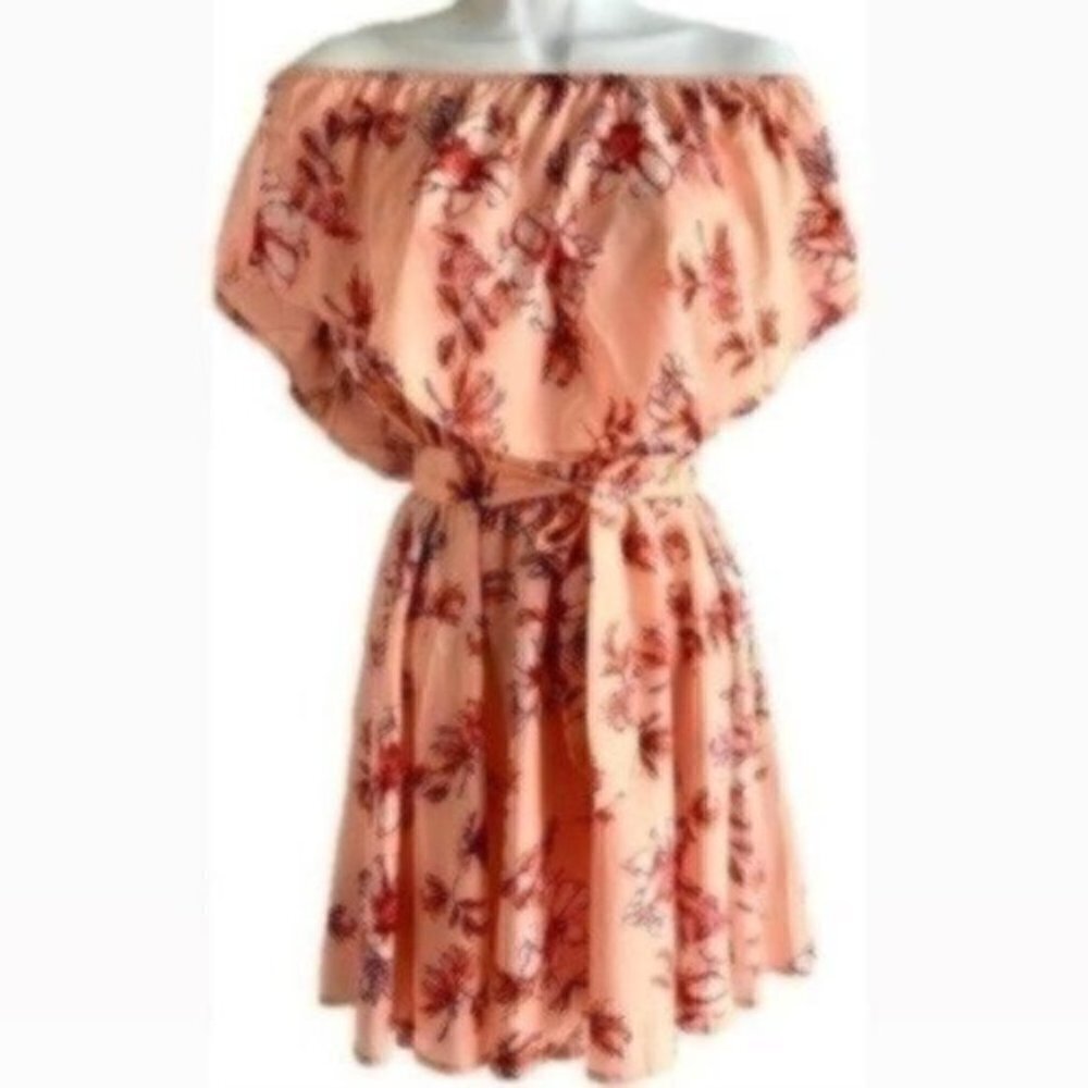 Off The Shoulder Coral Floral Dress